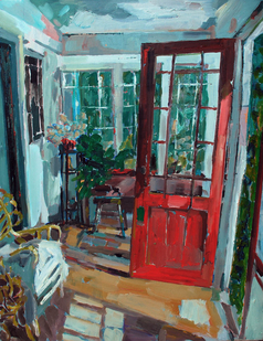 An invitation to the squirrel 20x16° oil on wood board