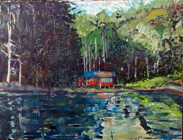 at the end of the bay oil on wood panel 30x40 in.