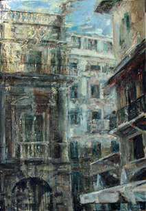 PALAZZO VOLPE, Verona oil on cradled wood panel 36x24 in.